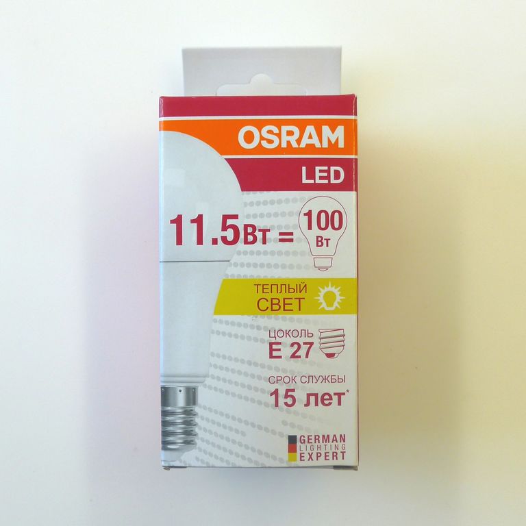 Лампа светодиодная LED 11,5(100)вт А60 Е27 230в теплая Osram