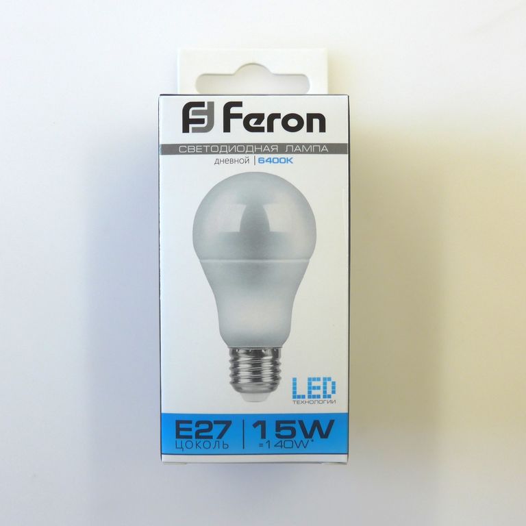 Лампа светодиодная LED 15вт А60 холодная 230в Feron