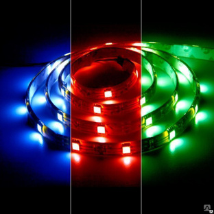 Лента светодиодная LEDх60/м 14.4w/м 12В IP65 красный/зеленый/синий 5м 