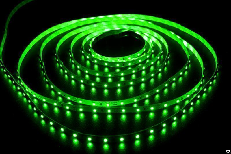 Лента светодиодная LEDх60/м 5м 4.8w/m 12в зеленый Feron