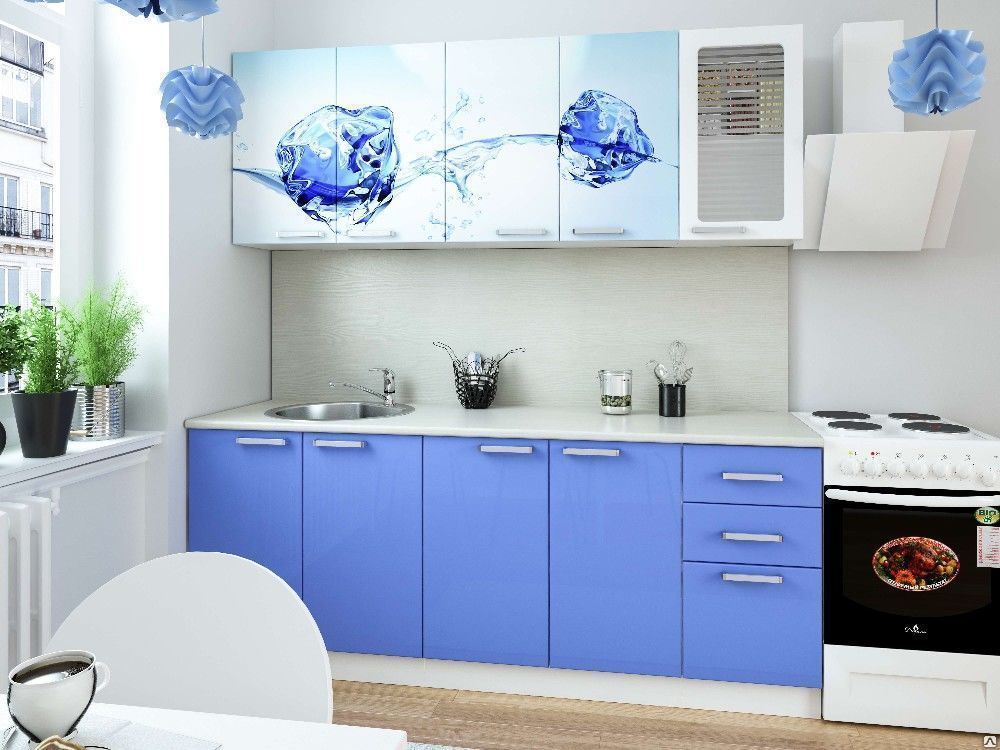 Кухни в озон спб. Кухня Люкс лоза 2,0м (фотопечать). Кухонный гарнитур Стендмебель с фотопечатью 2.0. Кухня лазурит голубая. Голубые кухни.