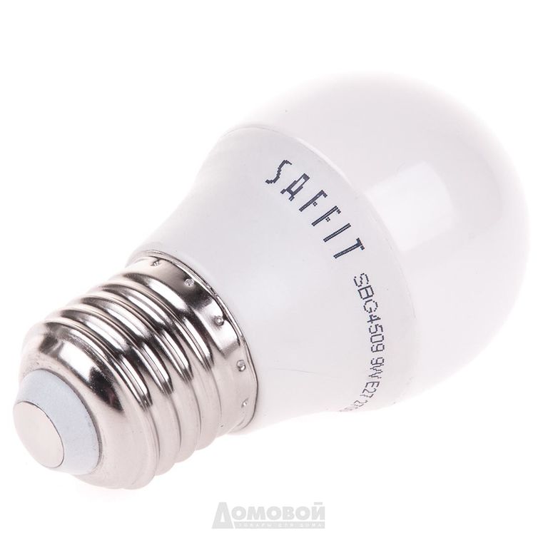 Лампа светодиодная LED 9вт Е27 белый матовый шар Saffit