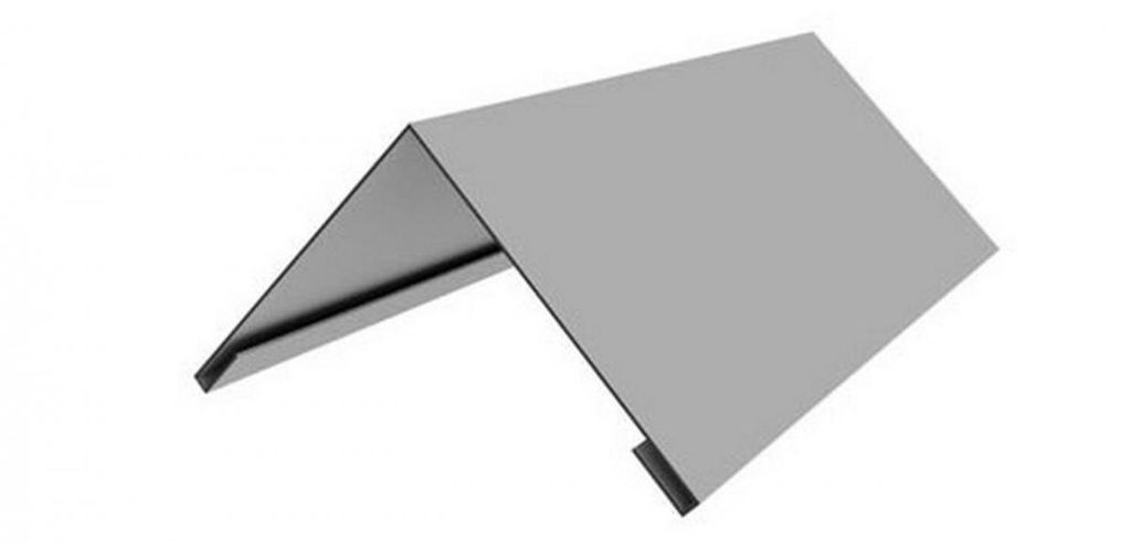 Конек плоский 2м для металлочерепицы оцинкованный 145x145 мм