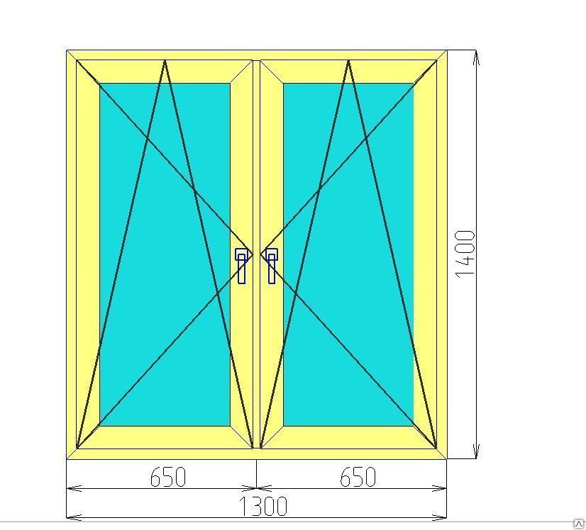 Кашированное с двух сторон двухстворчатое окно 1300х1400 мм BRUGMANN