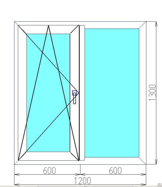 Окно пластиковое SCHMITZ1.2х1.3 м. со створкой