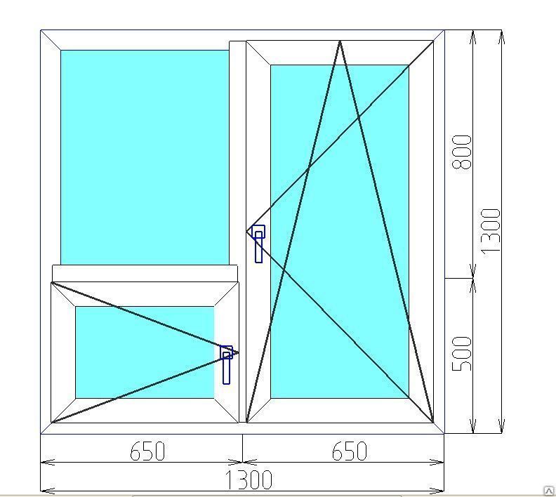 Двухстворчатое окно ПВХ с одной створкой и форточкой 1200х1200 мм BRUGMANN