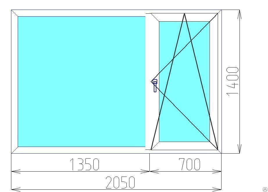 Окно SCHMITZ 2050х1400 из трехкамерного профиля