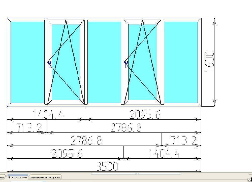 Окно на балкон 3.5х1.6 метра