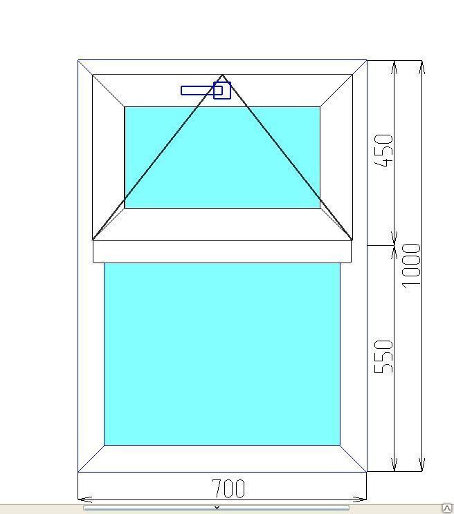 Пластиковое окно с форточкой 0.7х1.0 м