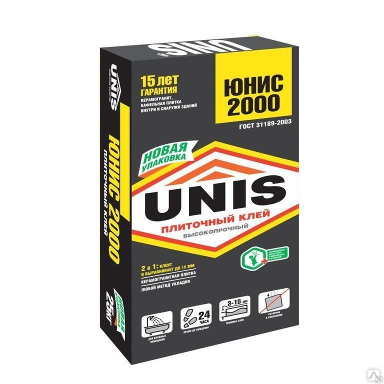 Клей для плитки Unis Плюс, 5 кг