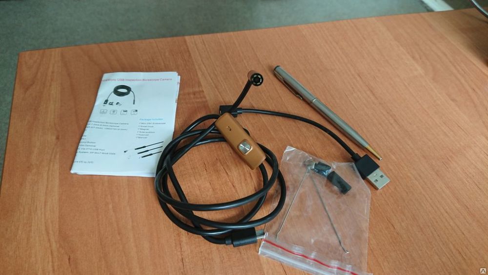 Диагностический USB / micro USB эндоскоп №2 Ф7 мм жесткий кабель длинна 1м
