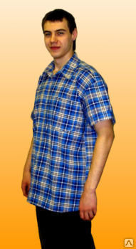 Рубашка мужская, короткий рукав, ткань – бязь ГОСТ, пл. 140+-7 гр/м2, 100% хлопок