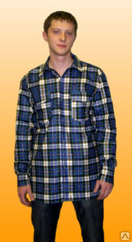 Рубашка мужская, длинный рукав, ткань – бязь ГОСТ, пл. 140+-7 гр/м2, 100% хлопок