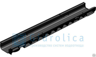 Водоотводный лоток пластиковый Gidrolica Standart ЛВ-10.14,5.06 DN100 H63