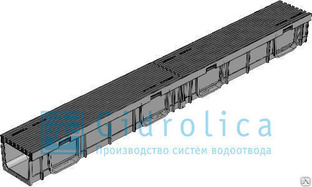 Лоток Gidrolica Light 10.11,5.5,5 DN100 H55 с пластиковой решеткой 