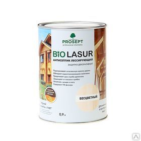 Prosept bio lasur, бесцветный, 0,9л. Антисептик лессирующий защитно-декоративный.