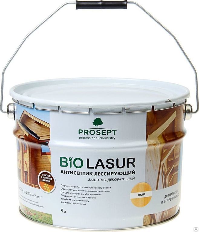 Prosept bio lasur, сосна, 9л. Антисептик лессирующий защитно-декоративный.