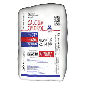 Противогололедный реагент Ratmix Хлористый кальций до - 30, мешок 20 кг