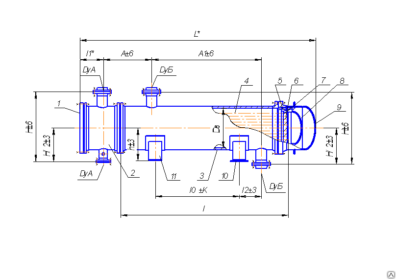 Чертеж кожухотрубчатого теплообменника с плавающей головкой
