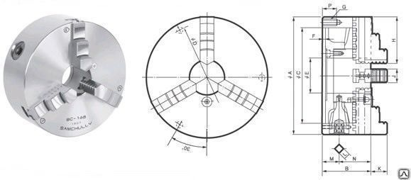 Патрон токарный 3 х кулачковый чертеж