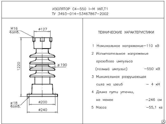 Изолятор опорный стержневой С4-450-I M УХЛ1, цена в Челябинске от ...