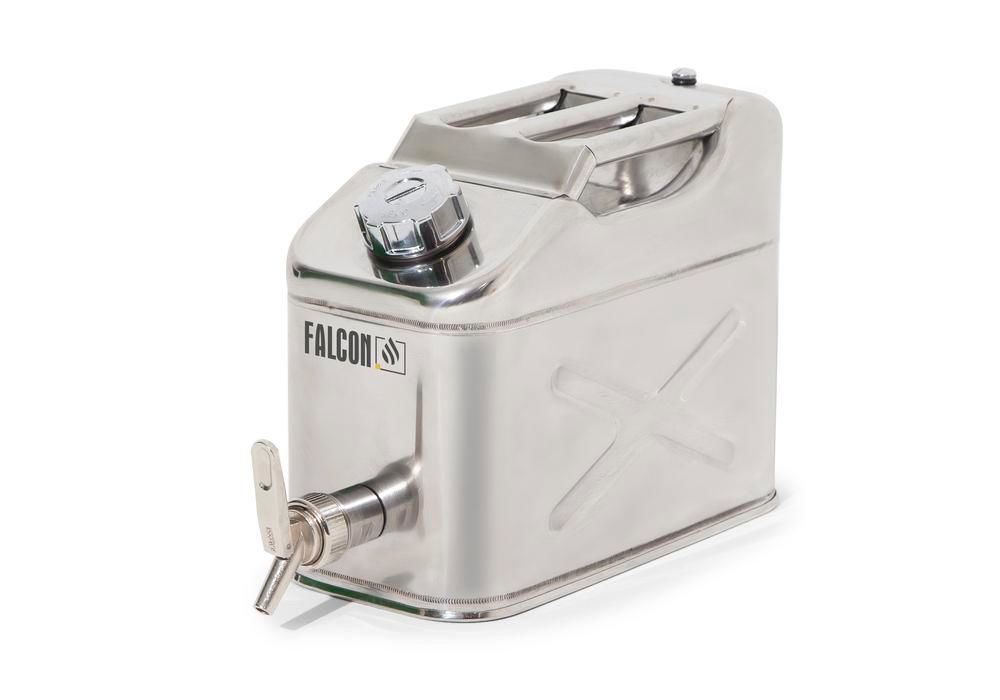 Falcon канистра 10 л из нержавеющей стали с краном точной дозировки и вентклапаном для ЛВЖ и агрессивных веществ
