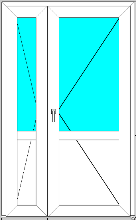 Оконная дверь ПВХ штульповая 1300/2100 мм