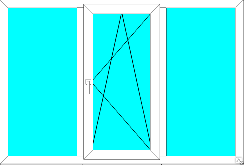 Трехстворчатое окно в плане